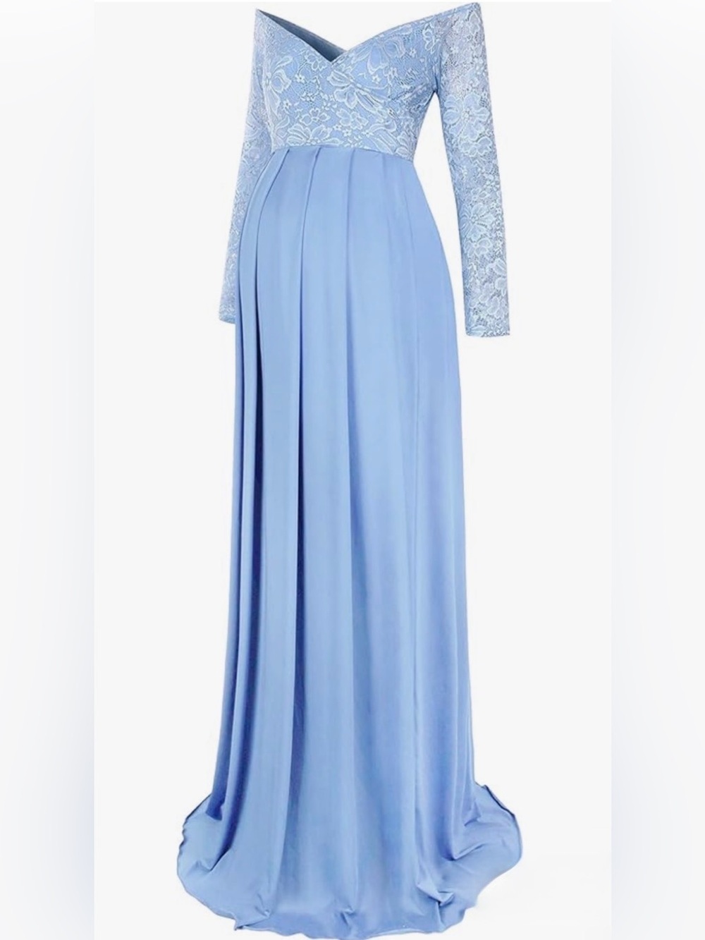 Molliya Maternity Lace Baby Blue Maxi Off the Shoulder Dress NWT Stretchy XL